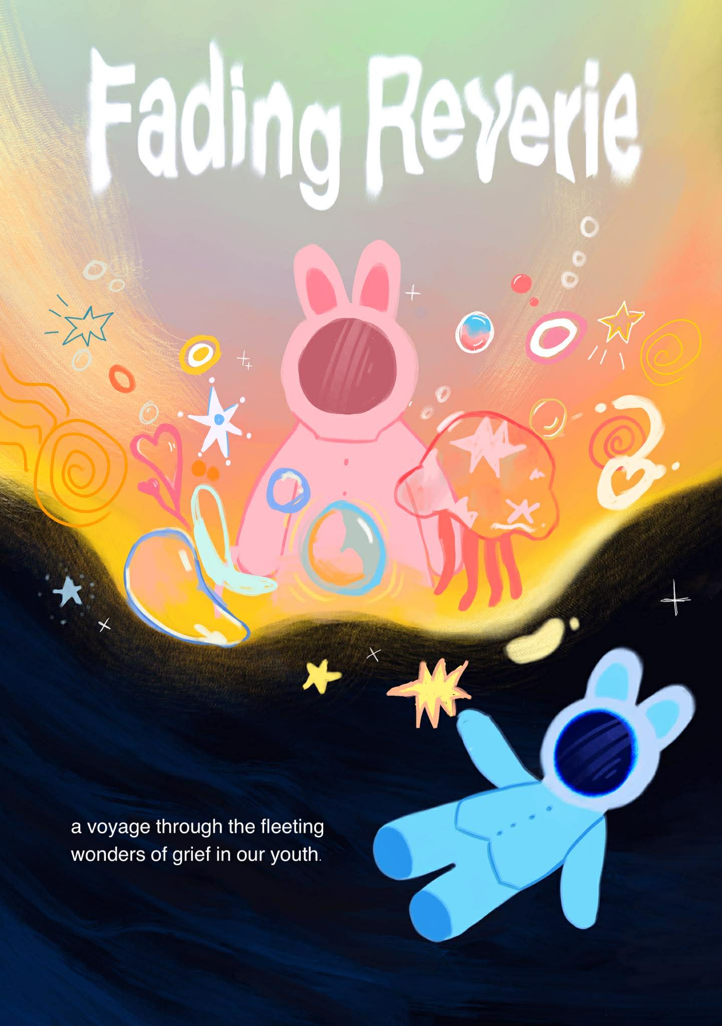 Fading Reverie Zine - colorful bunny character illustration